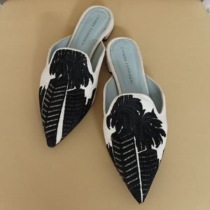 Chiara Ferragni Textile Fiber Palm Tree Embroidery Mule Size 38